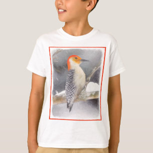 Camiseta Pintura de pájaro de madera roja