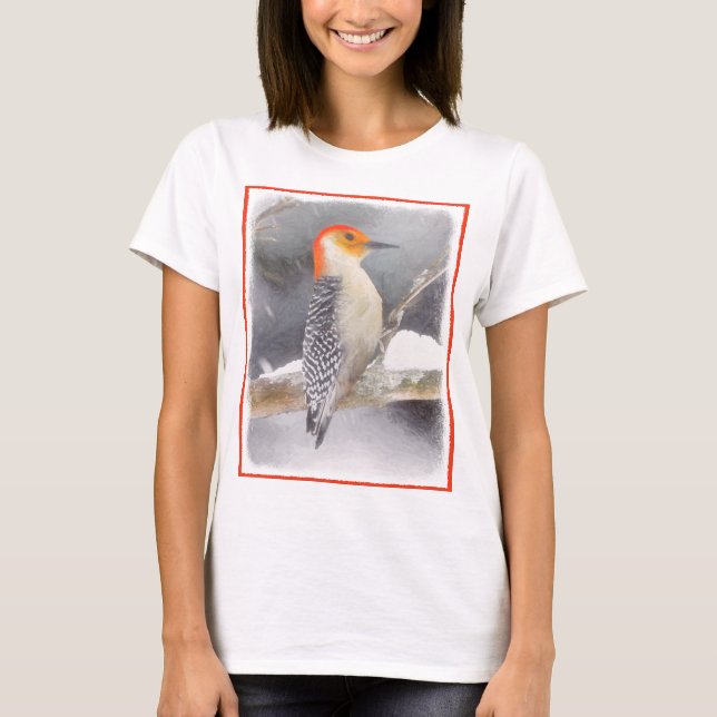 Camiseta Pintura de pájaro de madera roja (Anverso)