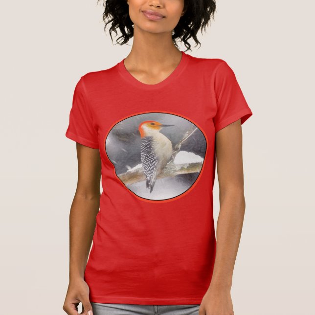 Camiseta Pintura de pájaro de madera roja (Anverso)