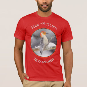 Camiseta Pintura de pájaro de madera roja