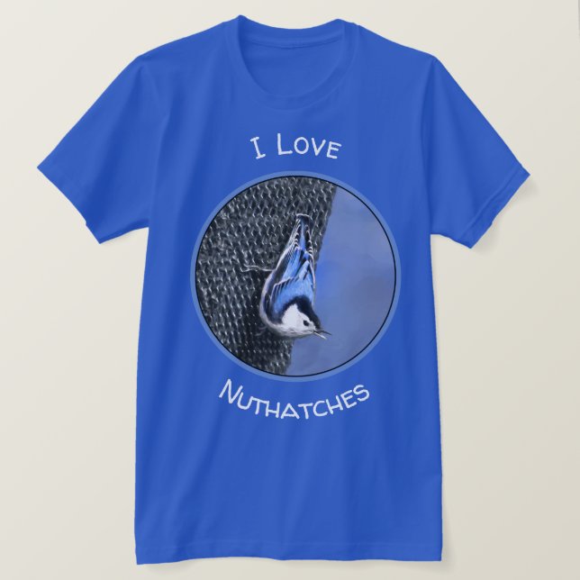 Camiseta Pintura de pájaro original pintada con nuez blanca (Anverso del diseño)