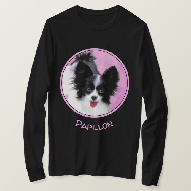 Camiseta Pintura de Papillon (blanco y negro) - Arte de per (Anverso del diseño)