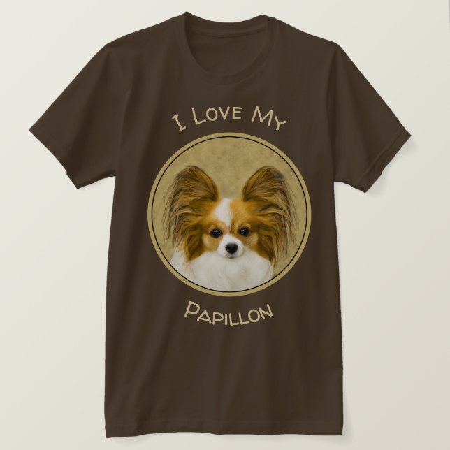 Camiseta Pintura de Papillon (Hound Tri) - Arte original de (Anverso del diseño)