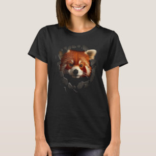 Camiseta Pintura de pared de Panda Roja Animal Panda Rojo