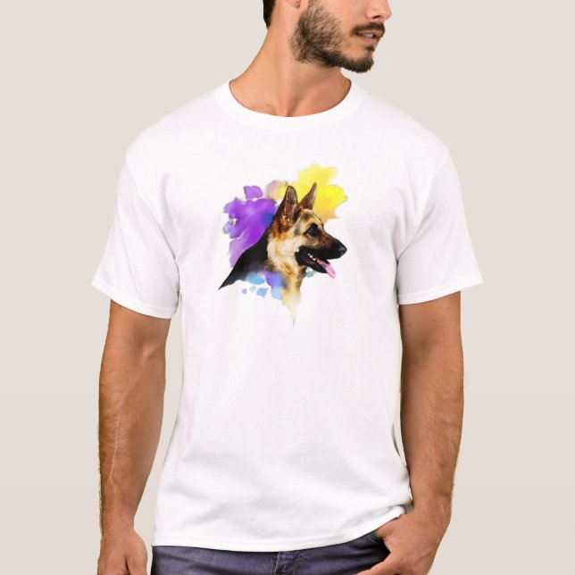 Camiseta Pintura de pastor alemán (Anverso)