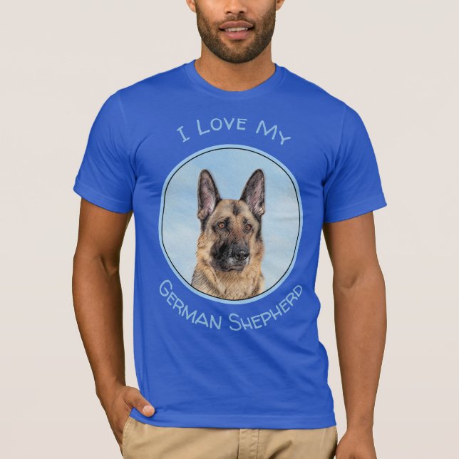 Camiseta Pintura de pastor alemán - Arte de perro original  (Anverso)