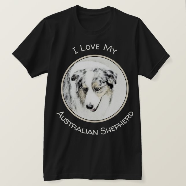 Camiseta Pintura de pastor australiano - Arte original de p (Anverso del diseño)