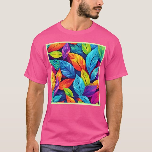Camiseta Pintura de patrón de follaje colorido (Anverso)