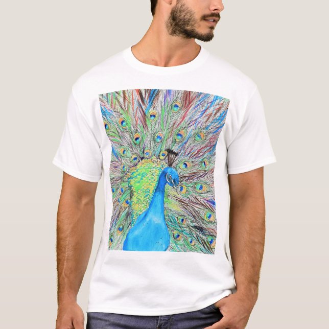 Camiseta Pintura de pavo real acuático (Anverso)
