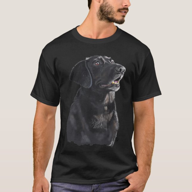 Camiseta Pintura de perro Arleigh de Labrador Negro (Anverso)