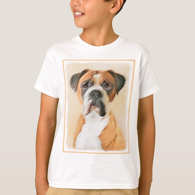 Camiseta Pintura De Perro Boxer Sin Recortar Arte Animal Or (Anverso)