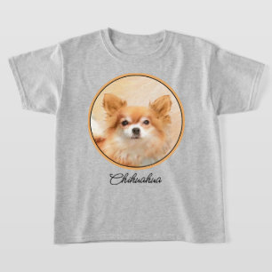 Camiseta Pintura de perro Chihuahua de pelo largo Arte orig