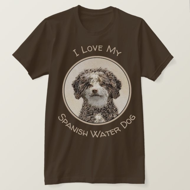 Camiseta Pintura de Perro de Agua Español - Arte Perro Orig (Anverso del diseño)