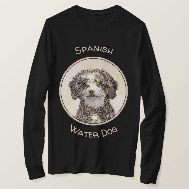Camiseta Pintura de Perro de Agua Español - Arte Perro Orig (Anverso del diseño)