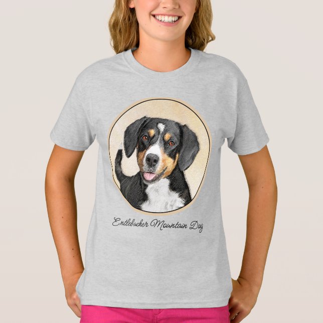 Camiseta Pintura de Perro de la Montaña Entlebucher Arte Pe (Anverso)
