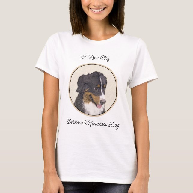Camiseta Pintura de perro de montaña de Bernese - Arte de p (Anverso)