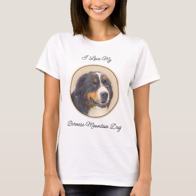 Camiseta Pintura de perro de montaña de Bernese - Arte de p (Anverso)