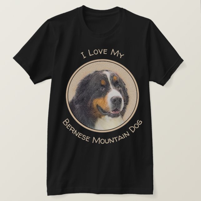 Camiseta Pintura de perro de montaña de Bernese - Arte de p (Anverso del diseño)