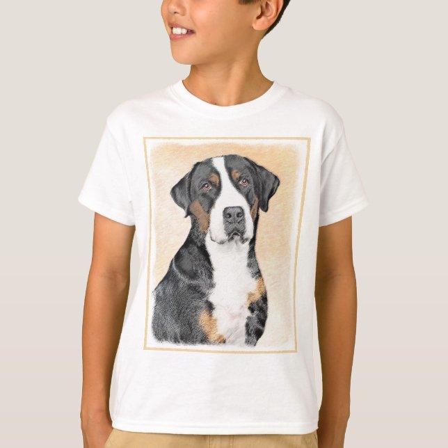 Camiseta Pintura de Perro de Montaña Grande Suiza - Arte or (Anverso)