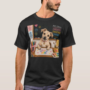 Camiseta Pintura de perro escolar lindo Ilustración de acua