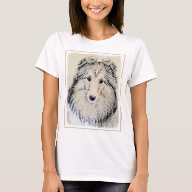 Camiseta Pintura de perro pastelero de Shetland - Arte de p (Anverso)