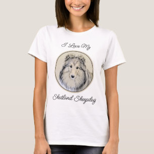 Camiseta Pintura de perro pastelero de Shetland - Arte de p