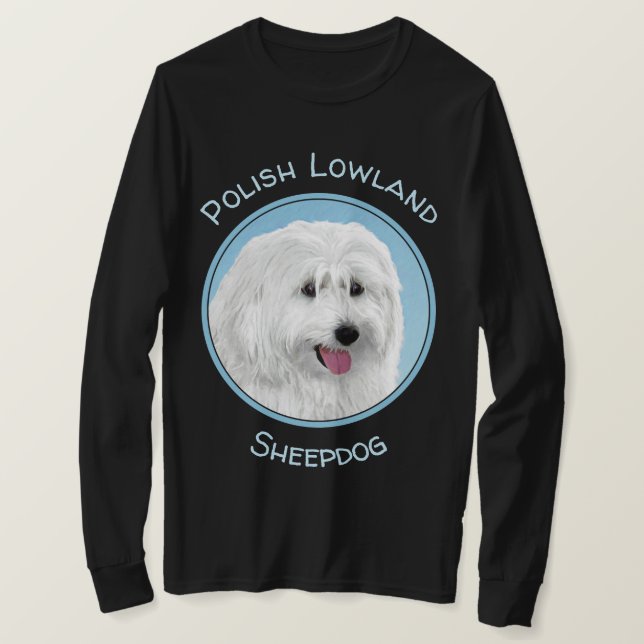 Camiseta Pintura de perro pastor de Lowland polaco - Arte d (Anverso del diseño)
