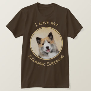 Camiseta Pintura de perro pastor islandés - Arte original d