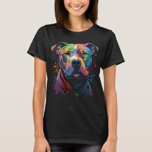 Camiseta Pintura de perro Pitbull cara Bully colorida