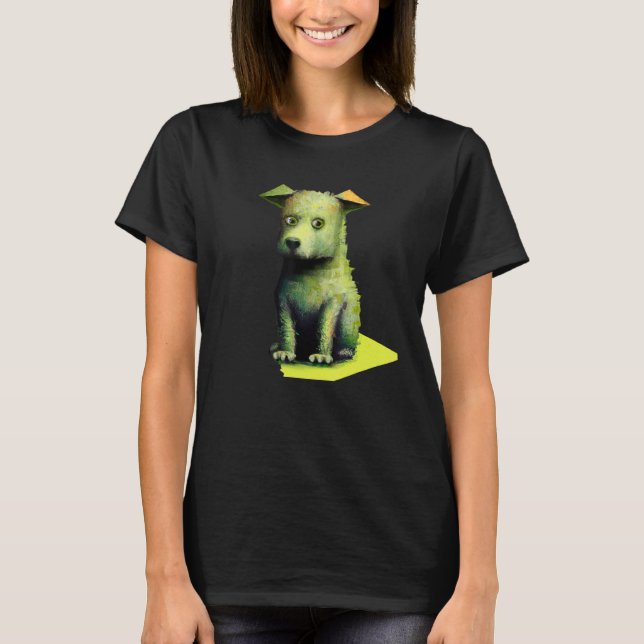 Camiseta Pintura de perro tonto adorable retrato de perrito (Anverso)
