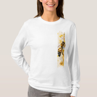 Camiseta Pintura de pincel de abeja de miel de color acuáti