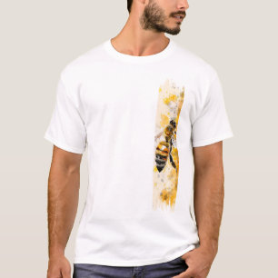 Camiseta Pintura de pincel de abeja de miel de color acuáti