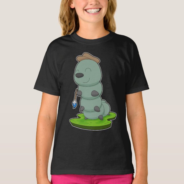 Camiseta Pintura de pincel de pincel de pintador de orugas  (Anverso)