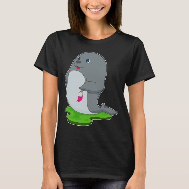 Camiseta Pintura de pincel de pincel del pintador de sellos (Anverso)