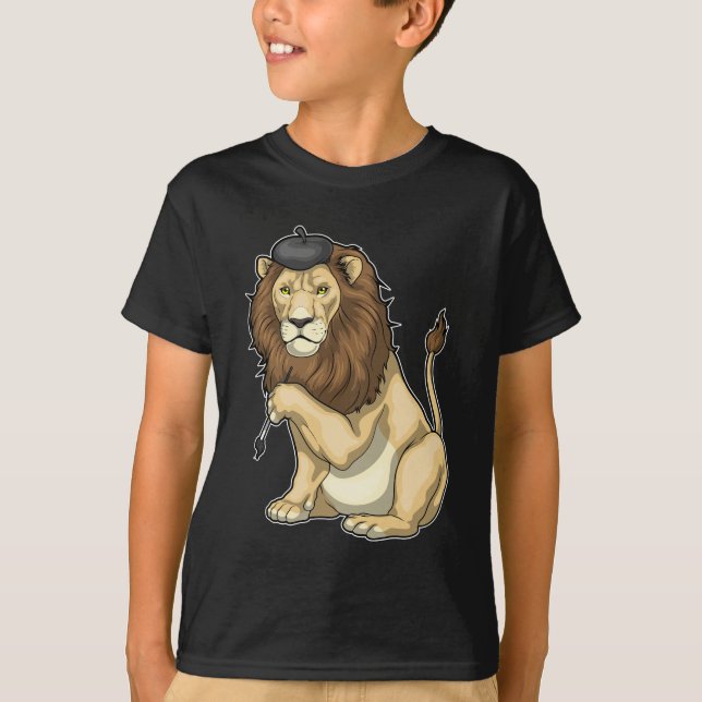 Camiseta Pintura de pincel de pintura de pintador de león (Anverso)