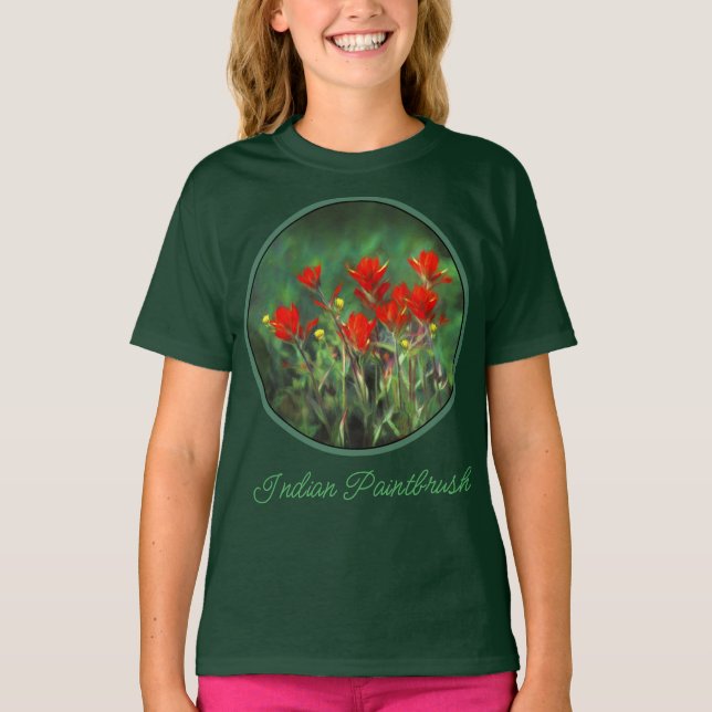 Camiseta Pintura de pincel indio - Arte de flores original  (Anverso)