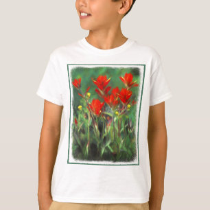 Camiseta Pintura de pincel indio - Arte de flores original