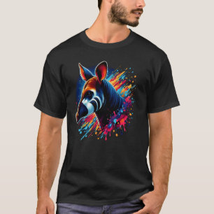 Camiseta Pintura de pintura de Okapi colorida