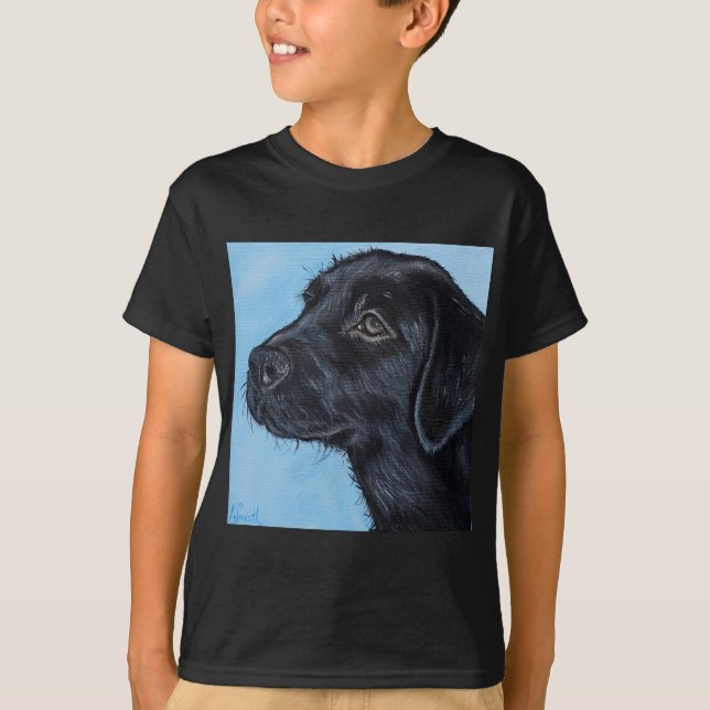 Camiseta Pintura de pipas de labrador negro (Anverso)