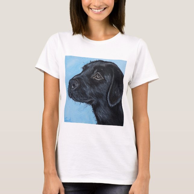Camiseta Pintura de pipas de labrador negro (Anverso)
