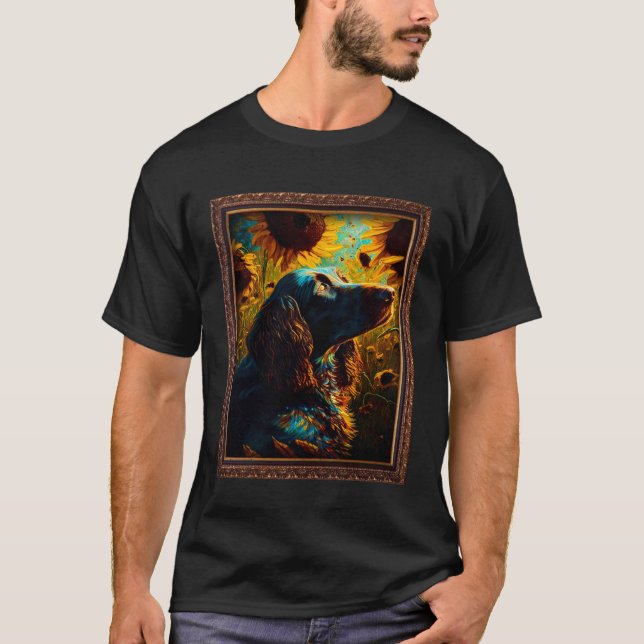 Camiseta Pintura de Pointer Alemán de Pelo Largo Flor de Gi (Anverso)