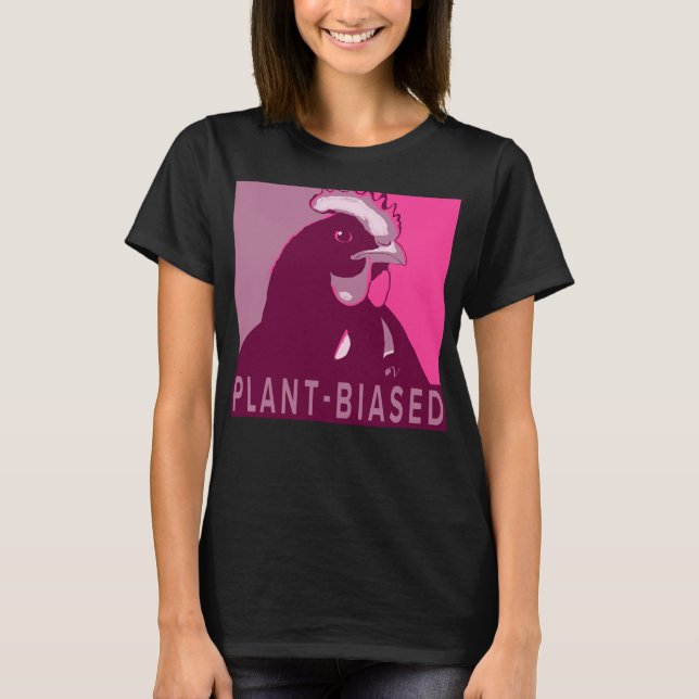 Camiseta Pintura de pollos inspirada en arte pop rosado (Anverso)