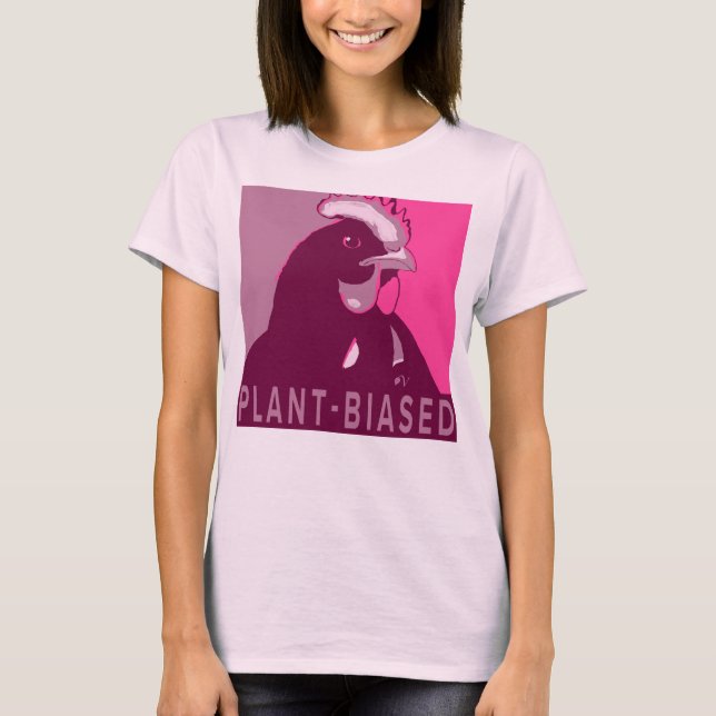 Camiseta Pintura de pollos inspirada en arte pop rosado (Anverso)