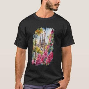 Camiseta Pintura de primavera de Barcelona Acuarela Arte Vi