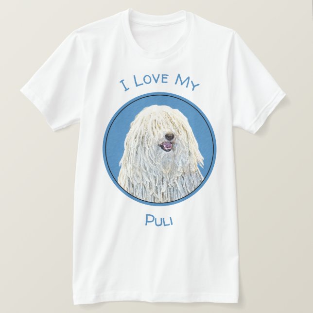 Camiseta Pintura de puli - Arte de perro original lindo (Anverso del diseño)