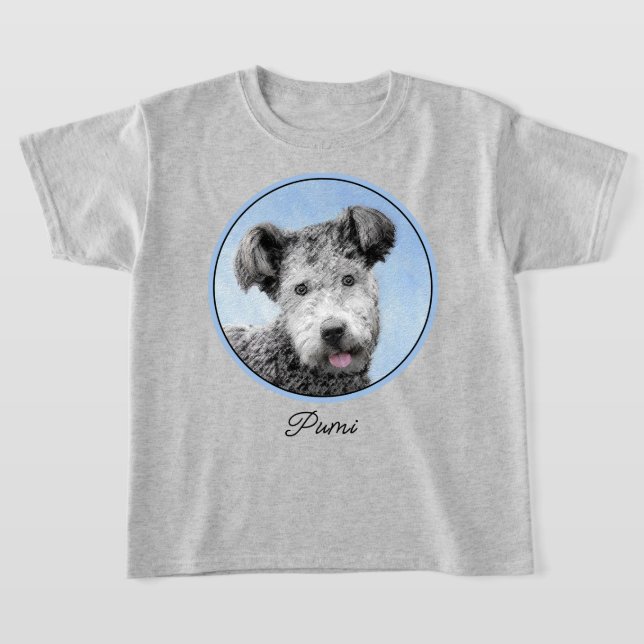 Camiseta Pintura de Pumi - Arte de Perro Original. (Distribución)