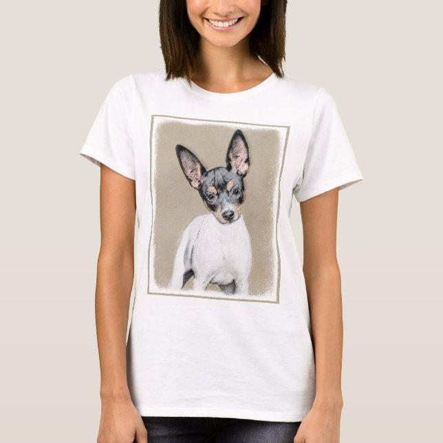 Camiseta Pintura de Rat Terrier - Arte de Perro Original. (Anverso)