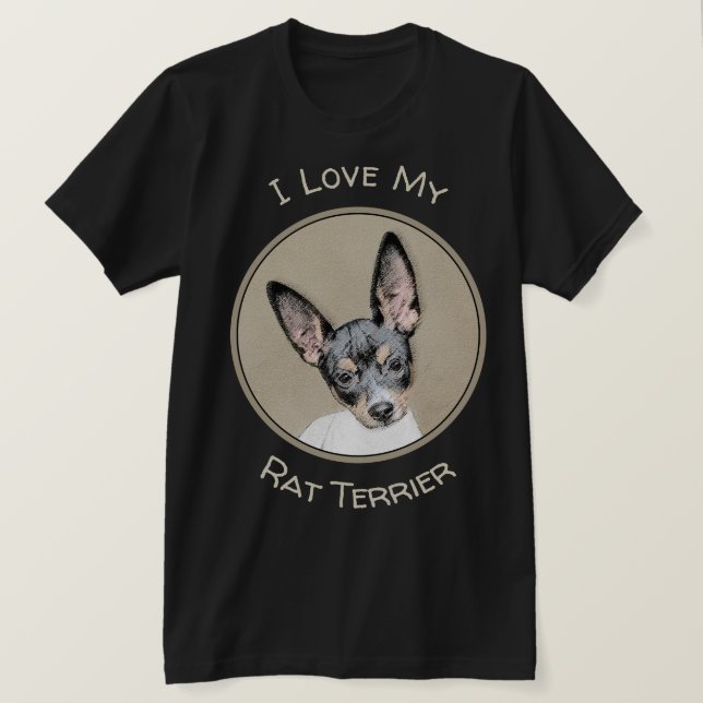 Camiseta Pintura de Rat Terrier - Arte Perro Original. (Anverso del diseño)
