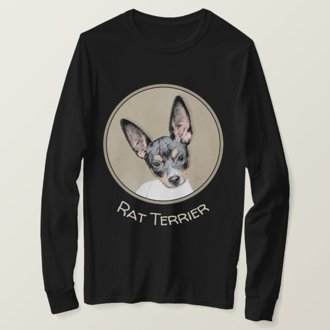 Camiseta Pintura de Rat Terrier - Arte Perro Original. (Anverso del diseño)