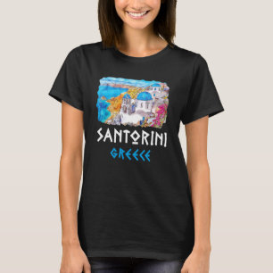 Camiseta Pintura de recuerdo de Santorini Grecia 1